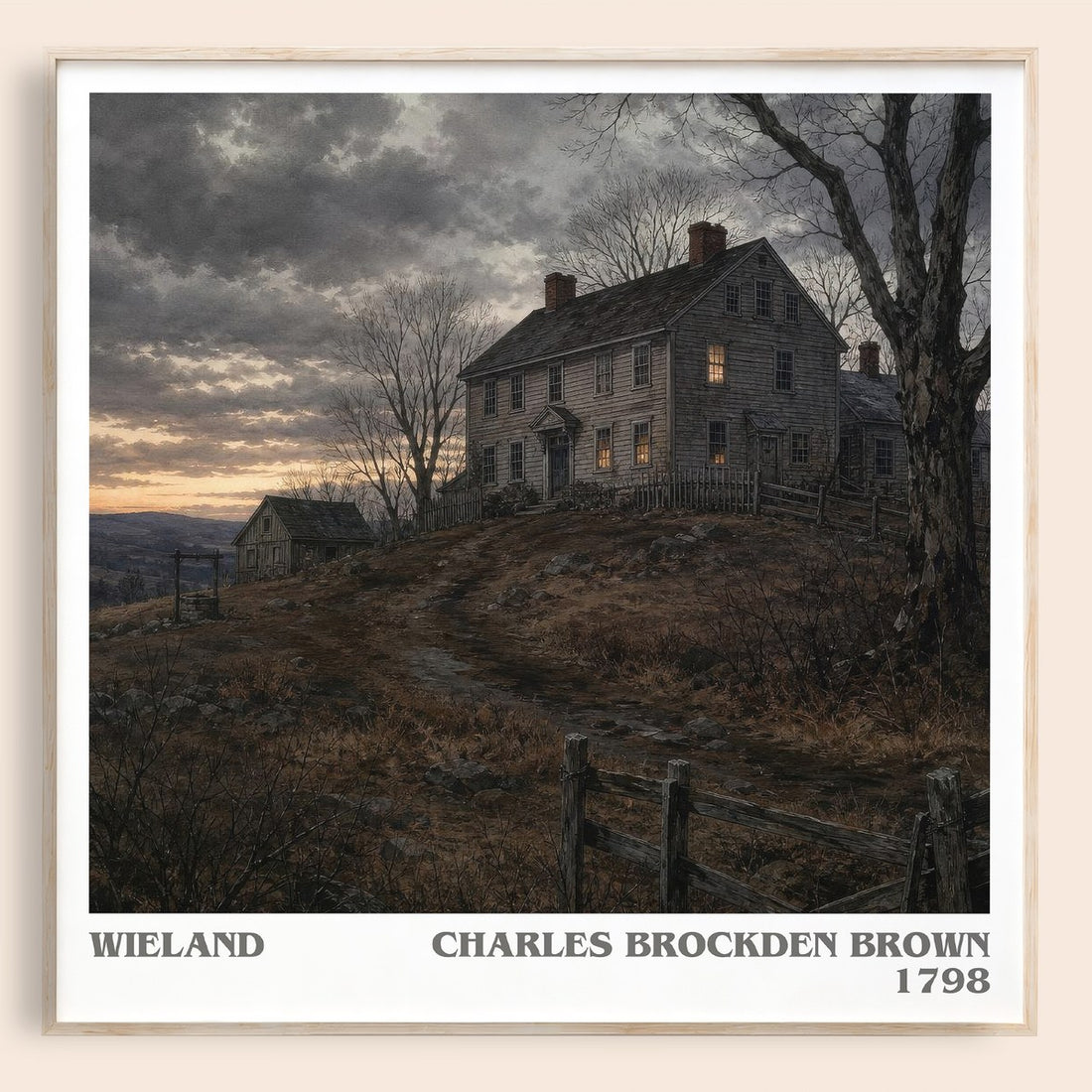 Wieland literary book poster by Charles Brockden Brown – framed literary art print