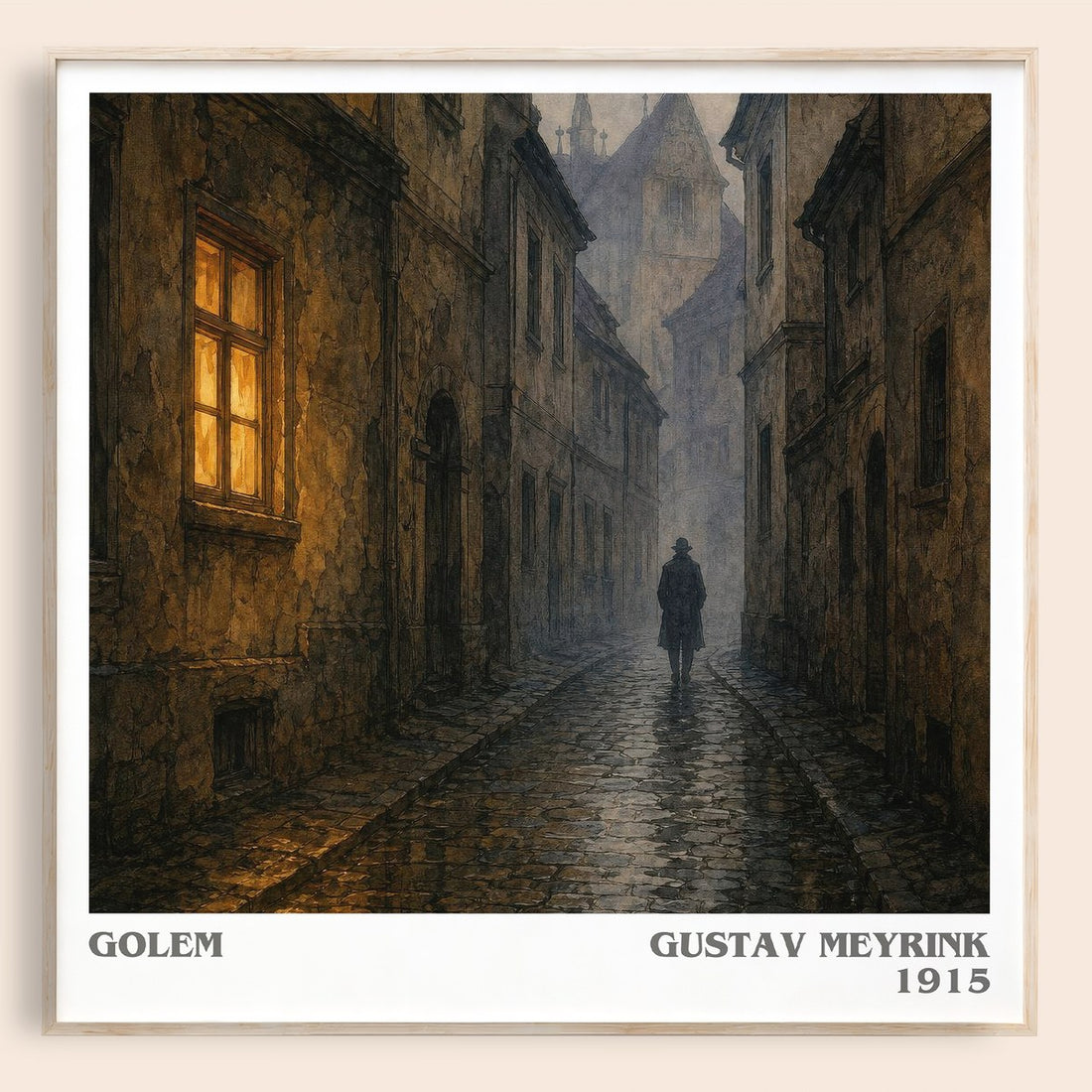 Golem literary book poster by Gustav Meyrink – framed literary art print