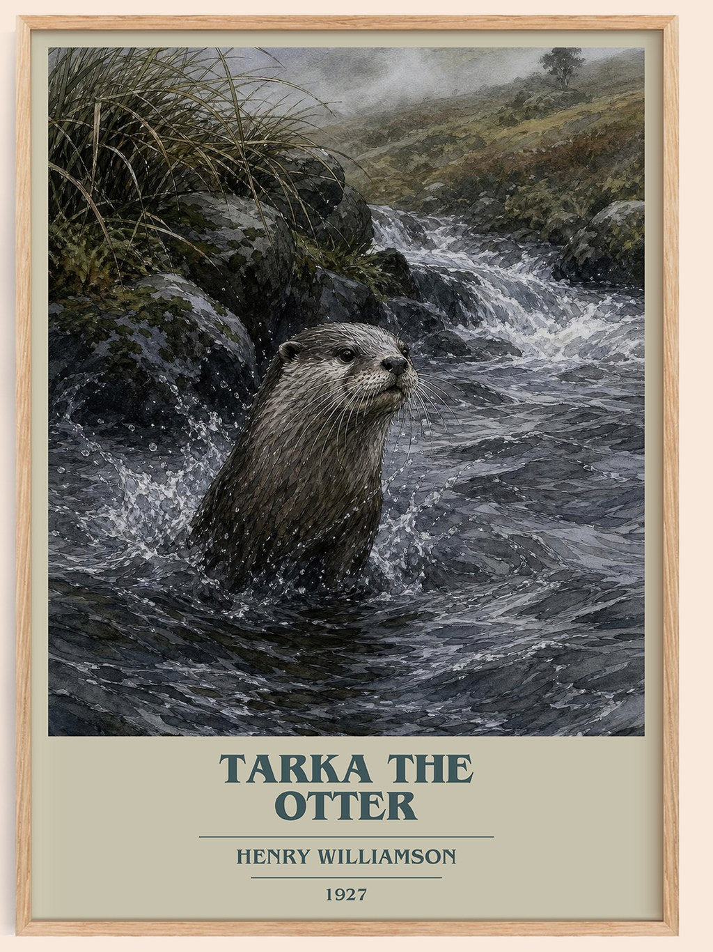 Tarka the Otter book cover book poster by Henry Williamson – framed literary art print