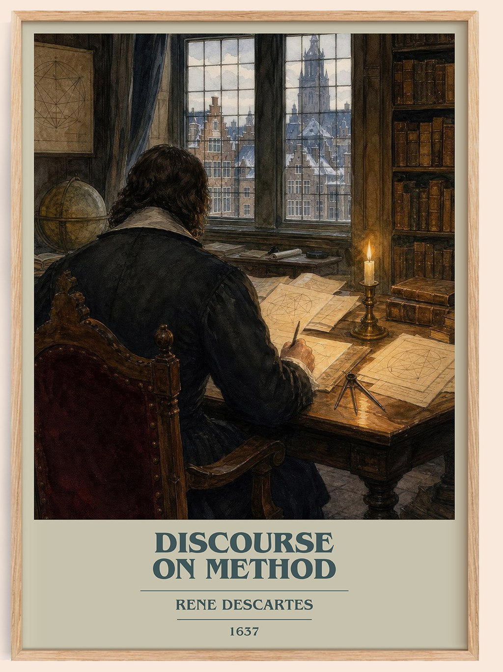 Discourse on Method book cover book poster by Rene Descartes – framed literary art print