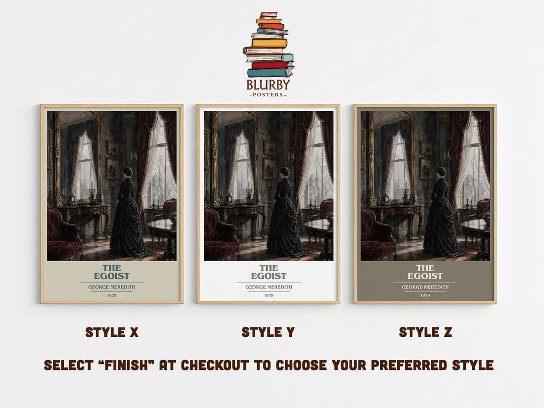 The Egoist book cover print in frame leaning in hallway – classic literature wall art (mockup)