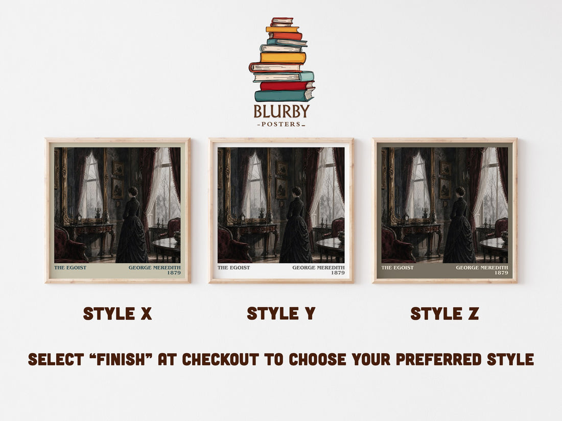The Egoist literary print in frame leaning in hallway – classic literature wall art (mockup)