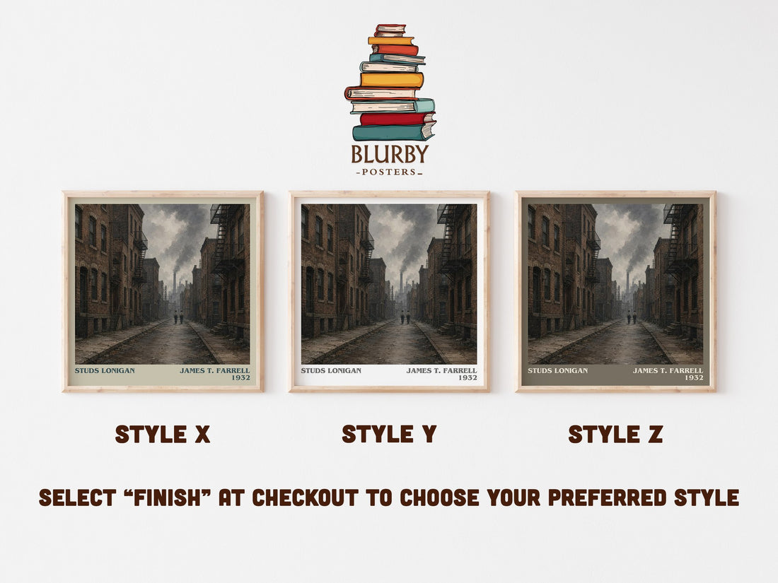 Studs Lonigan literary print in frame leaning in hallway – literary fiction wall art (mockup)