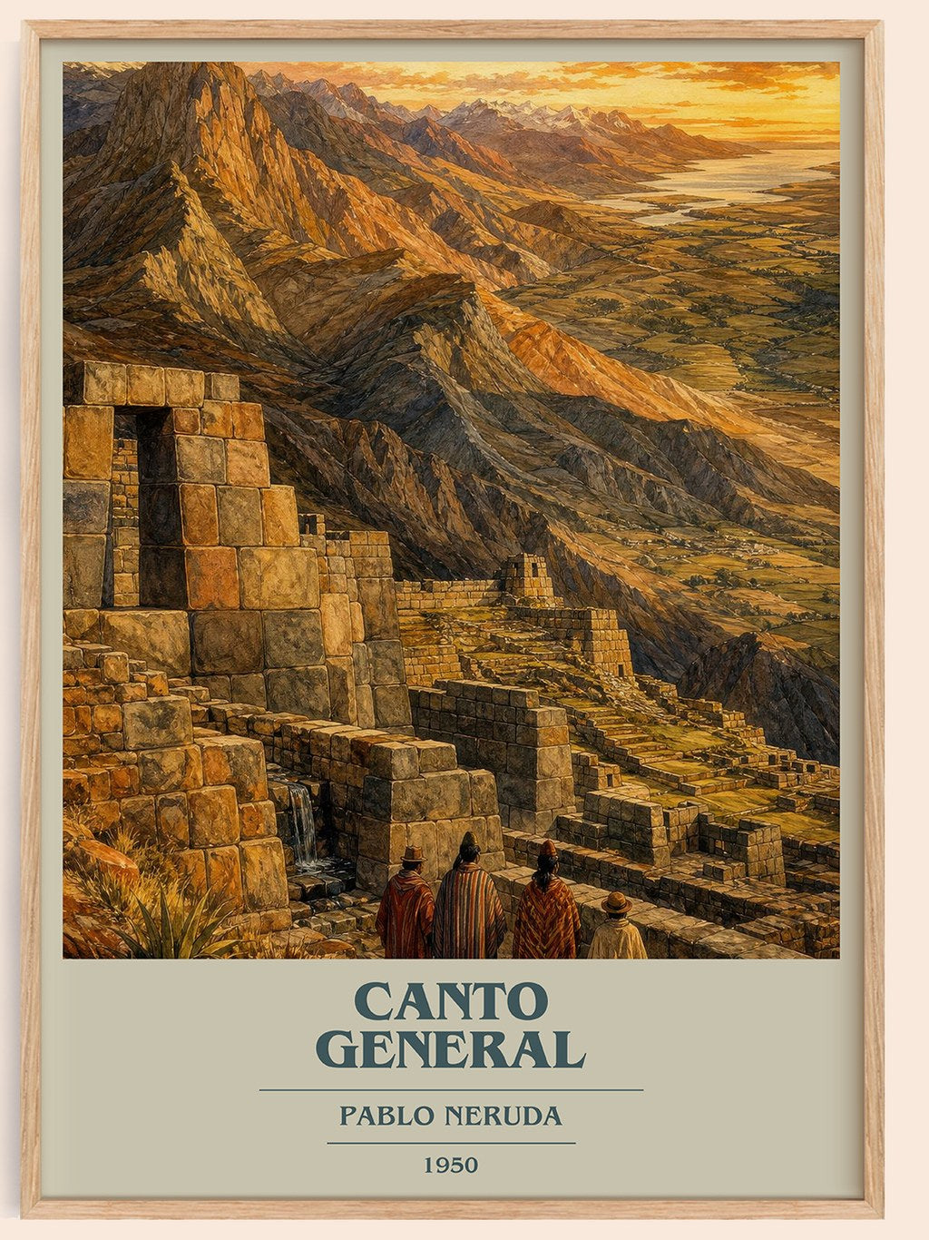 Canto General book cover book poster by Pablo Neruda – framed literary art print