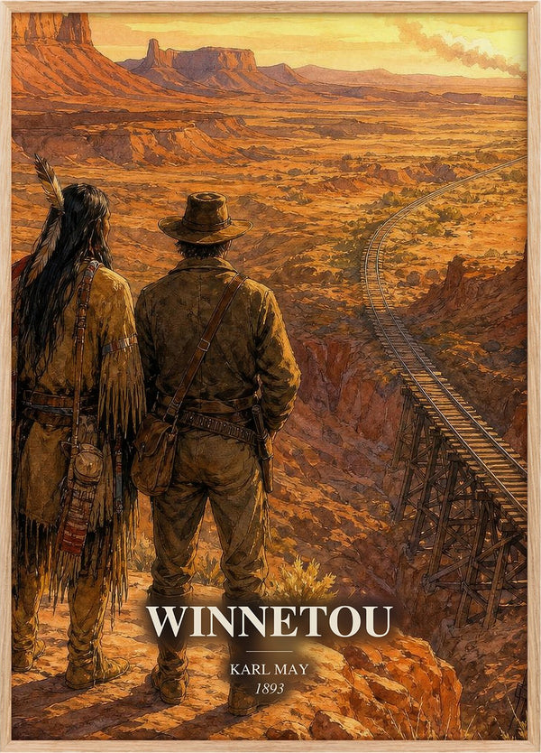 Winnetou Book Watercolour Illustration by Karl May