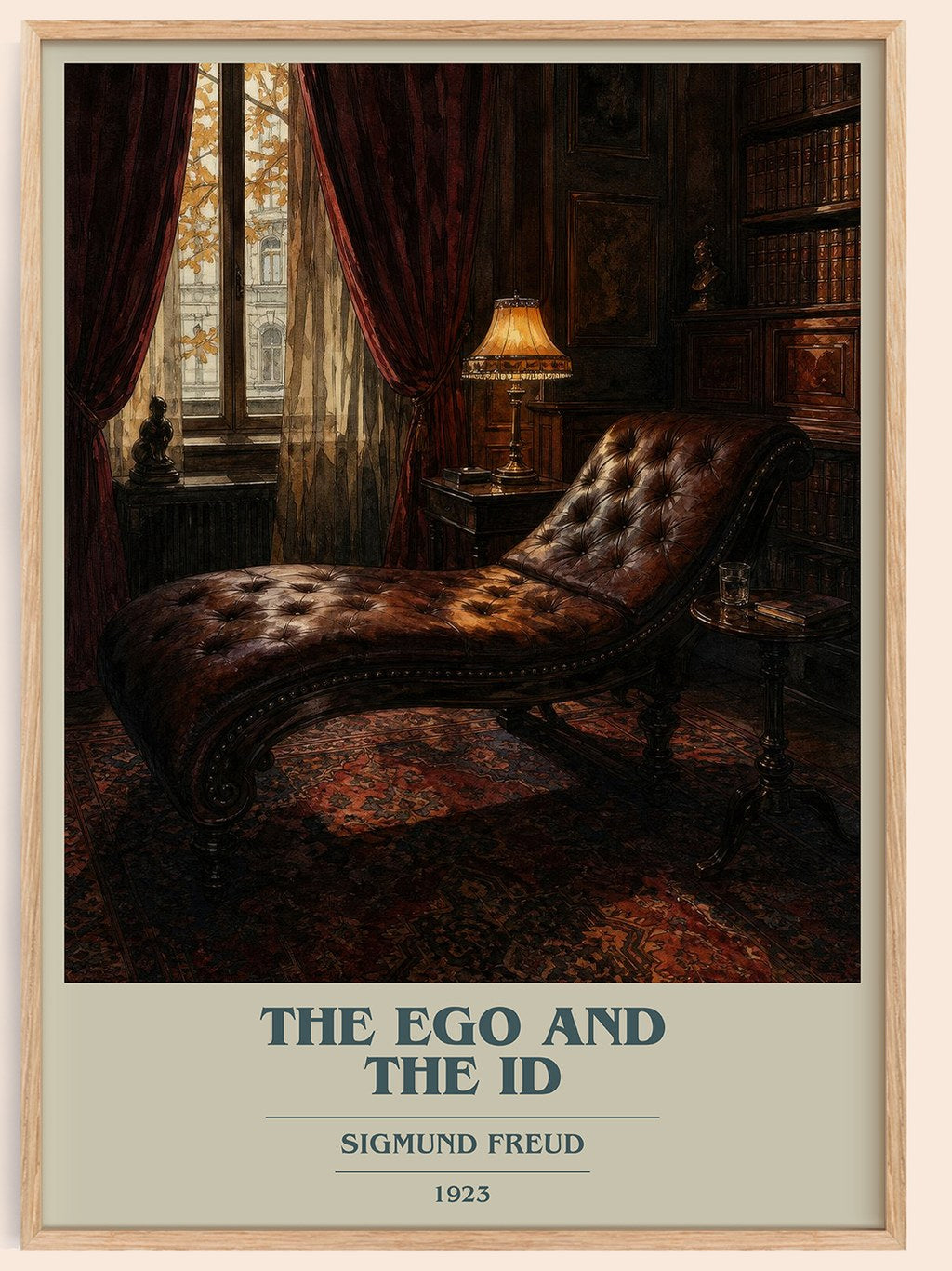 The Ego and the Id book cover book poster by Sigmund Freud – framed literary art print