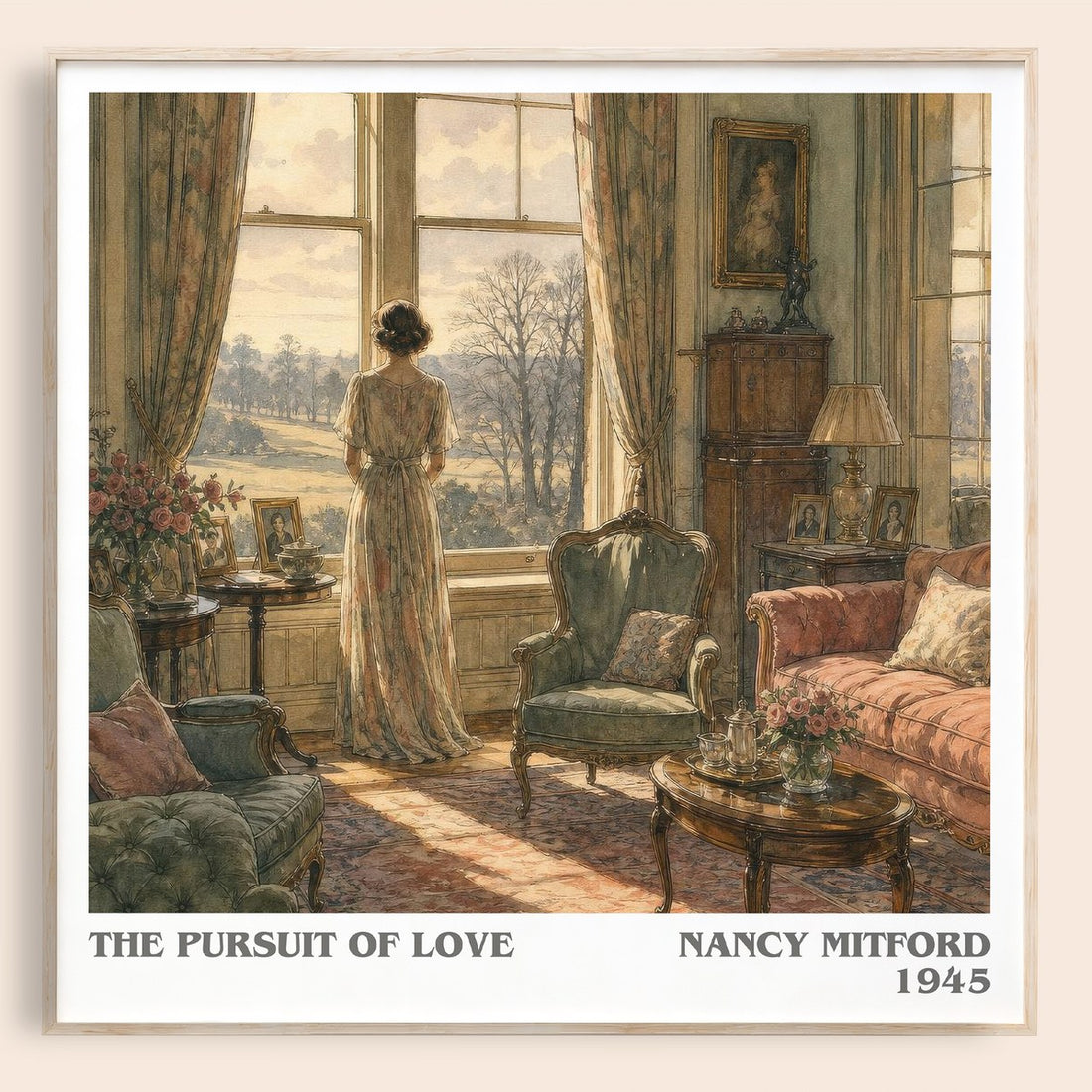 The Pursuit Of Love literary book poster by Nancy Mitford – framed literary art print