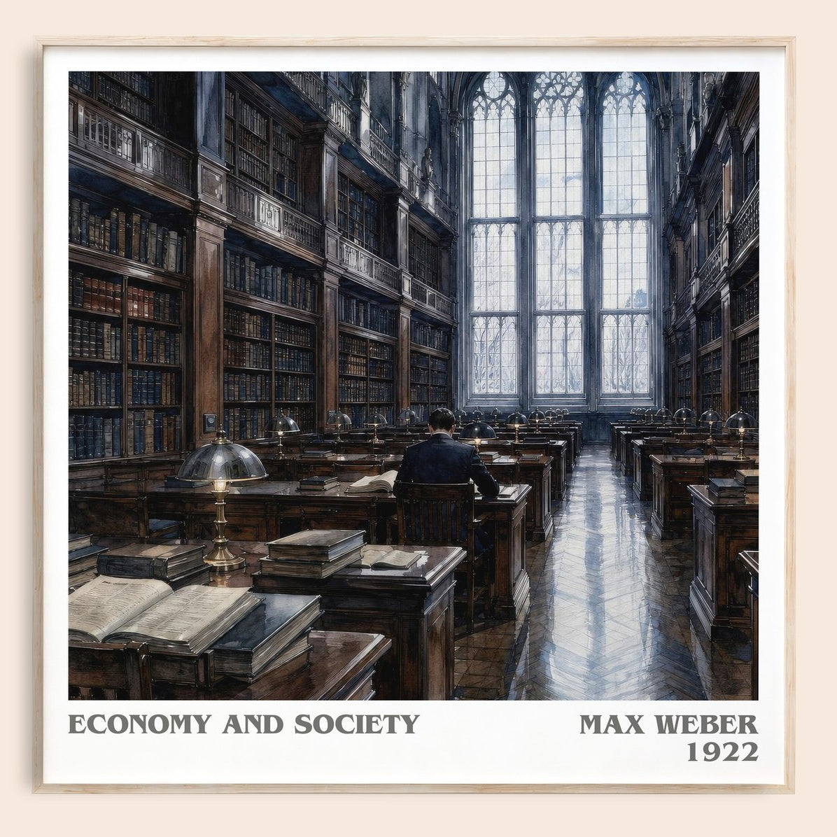 Economy and Society literary book poster by Max Weber – framed literary art print