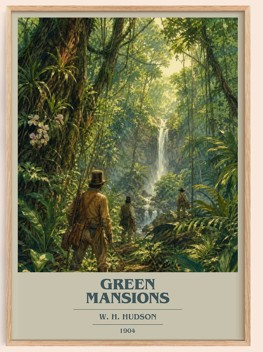 Green Mansions book cover book poster by W. H. Hudson – framed literary art print