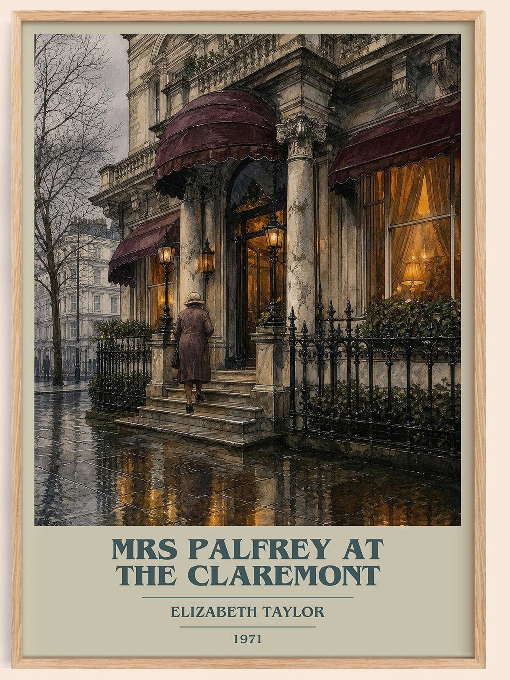 Mrs Palfrey at the Claremont book cover book poster by Elizabeth Taylor – framed literary art print
