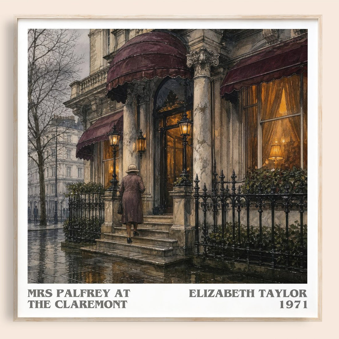 Mrs Palfrey at the Claremont literary book poster by Elizabeth Taylor – framed literary art print