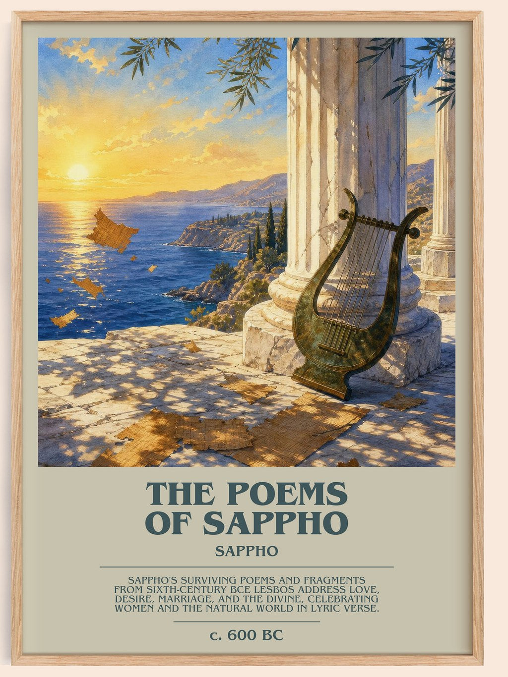 The Poems of Sappho bookish book poster by Sappho – framed literary art print