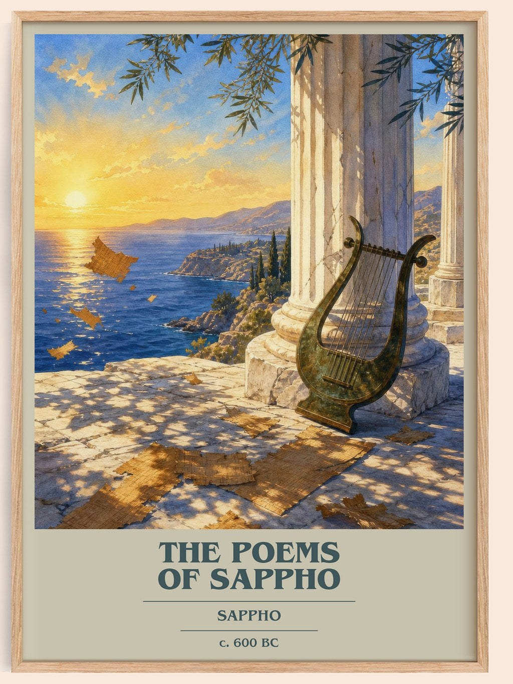 The Poems of Sappho book cover book poster by Sappho – framed literary art print