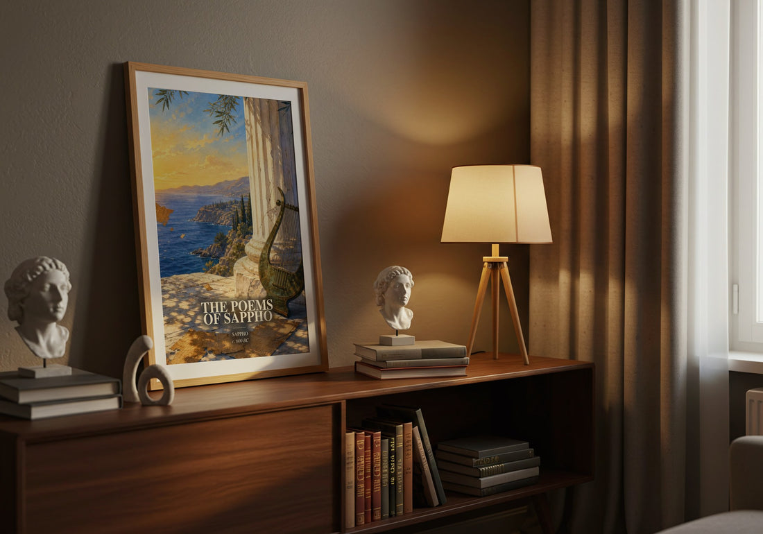 The Poems of Sappho watercolour print on bookshelf – Sappho fan gift