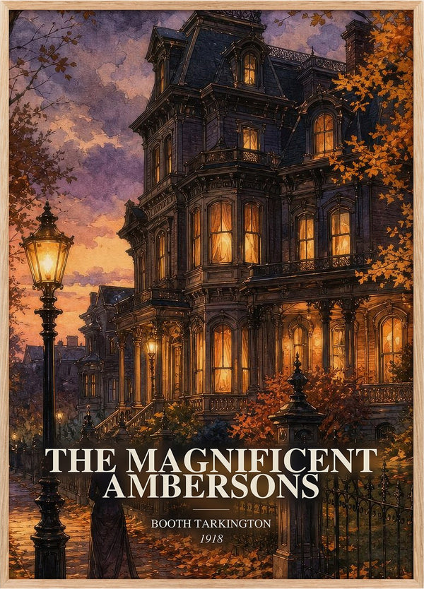 Magnificent Ambersons Book Watercolour Illustration by B. Tarkington