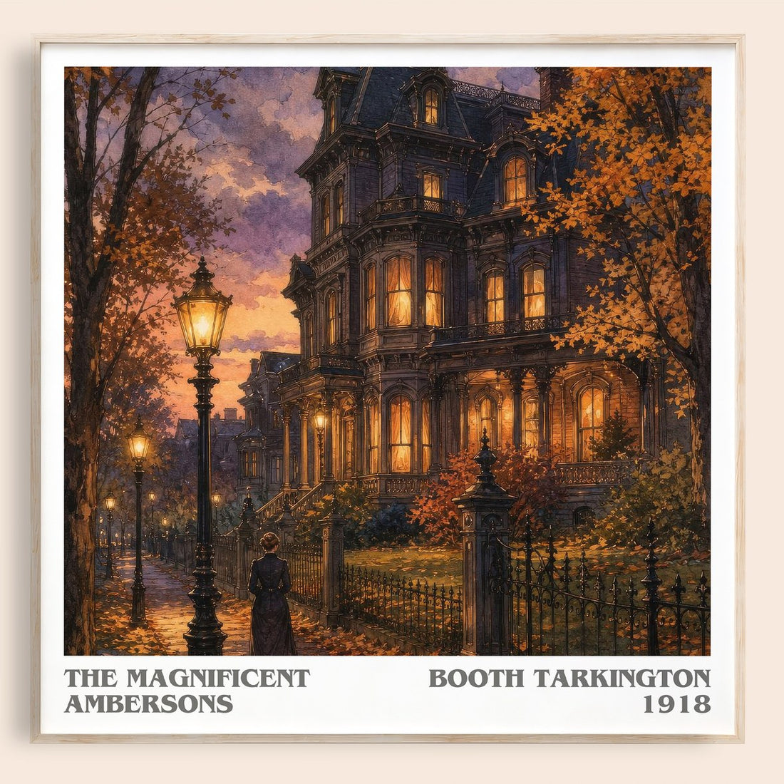 The Magnificent Ambersons literary book poster by Booth Tarkington – framed literary art print