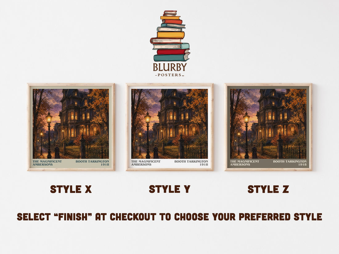 The Magnificent Ambersons literary print in frame leaning in hallway – classic literature wall art (mockup)