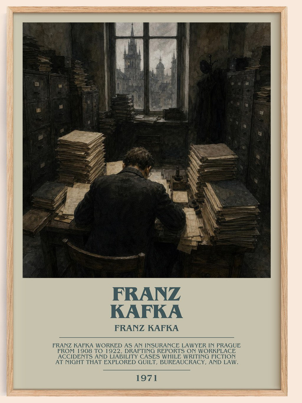 Franz Kafka bookish book poster by Franz Kafka – framed literary art print