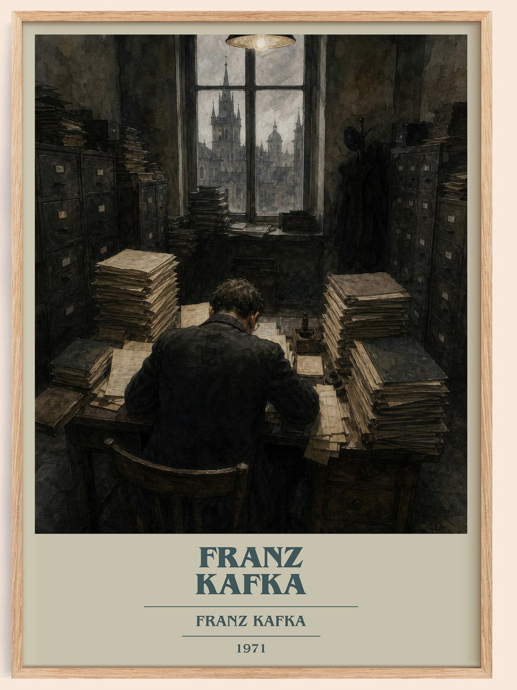 Franz Kafka book cover book poster by Franz Kafka – framed literary art print