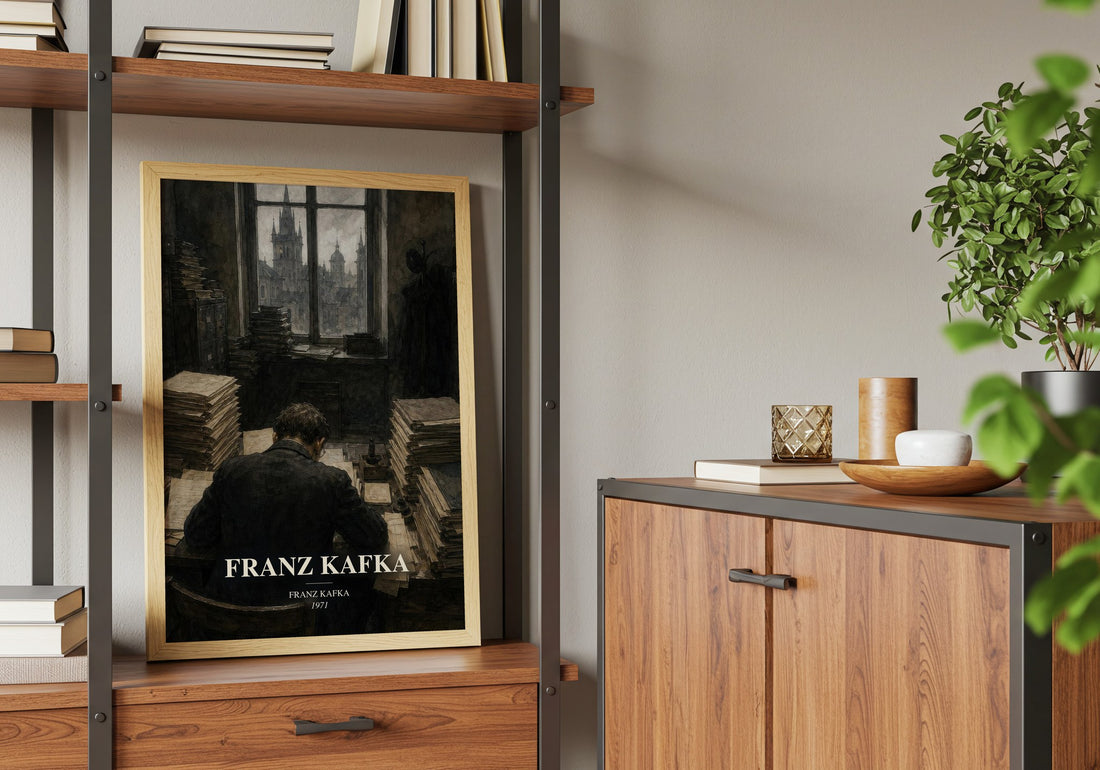 Franz Kafka book watercolour illustration paper finish options – matte satin gloss