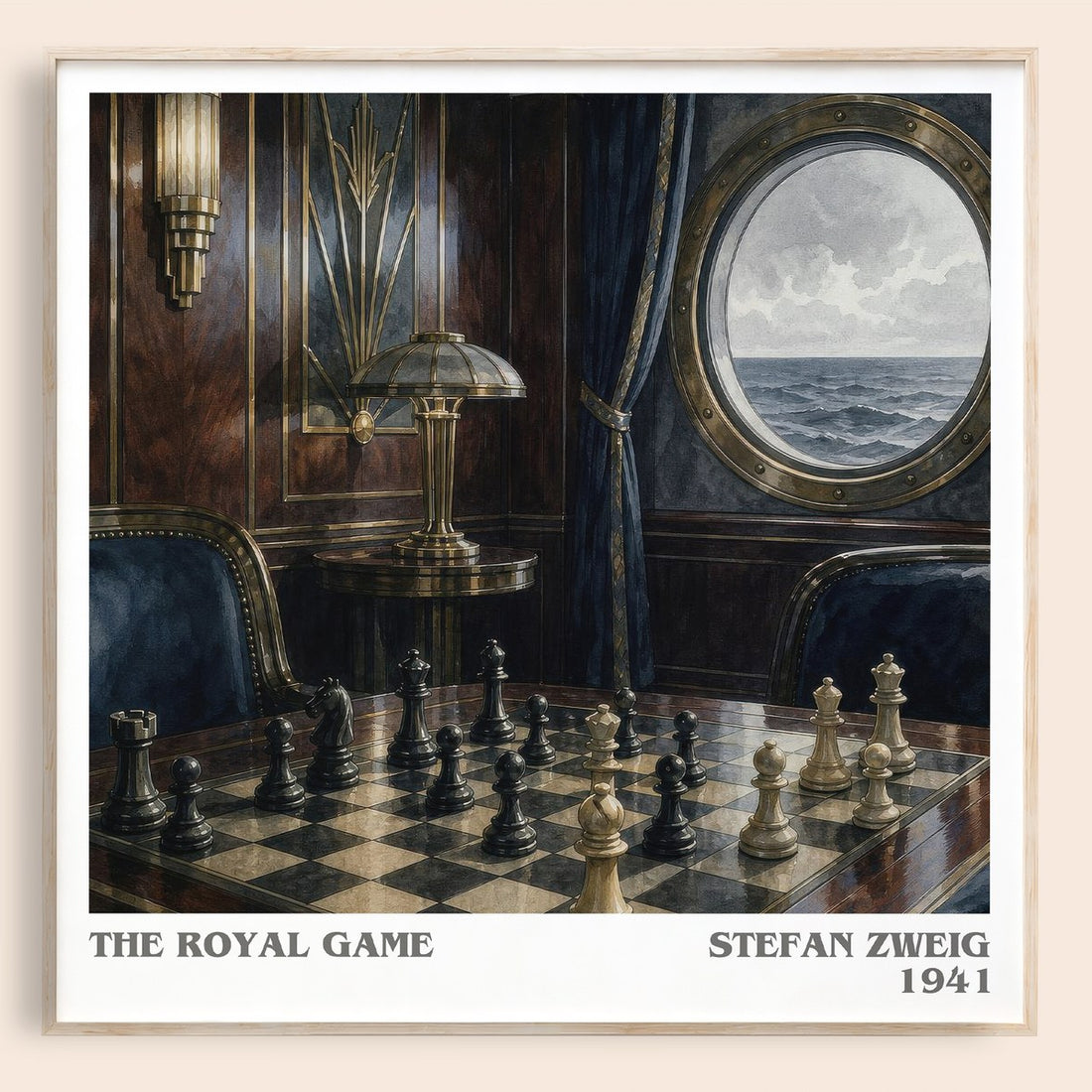 The Royal Game literary book poster by Stefan Zweig – framed literary art print