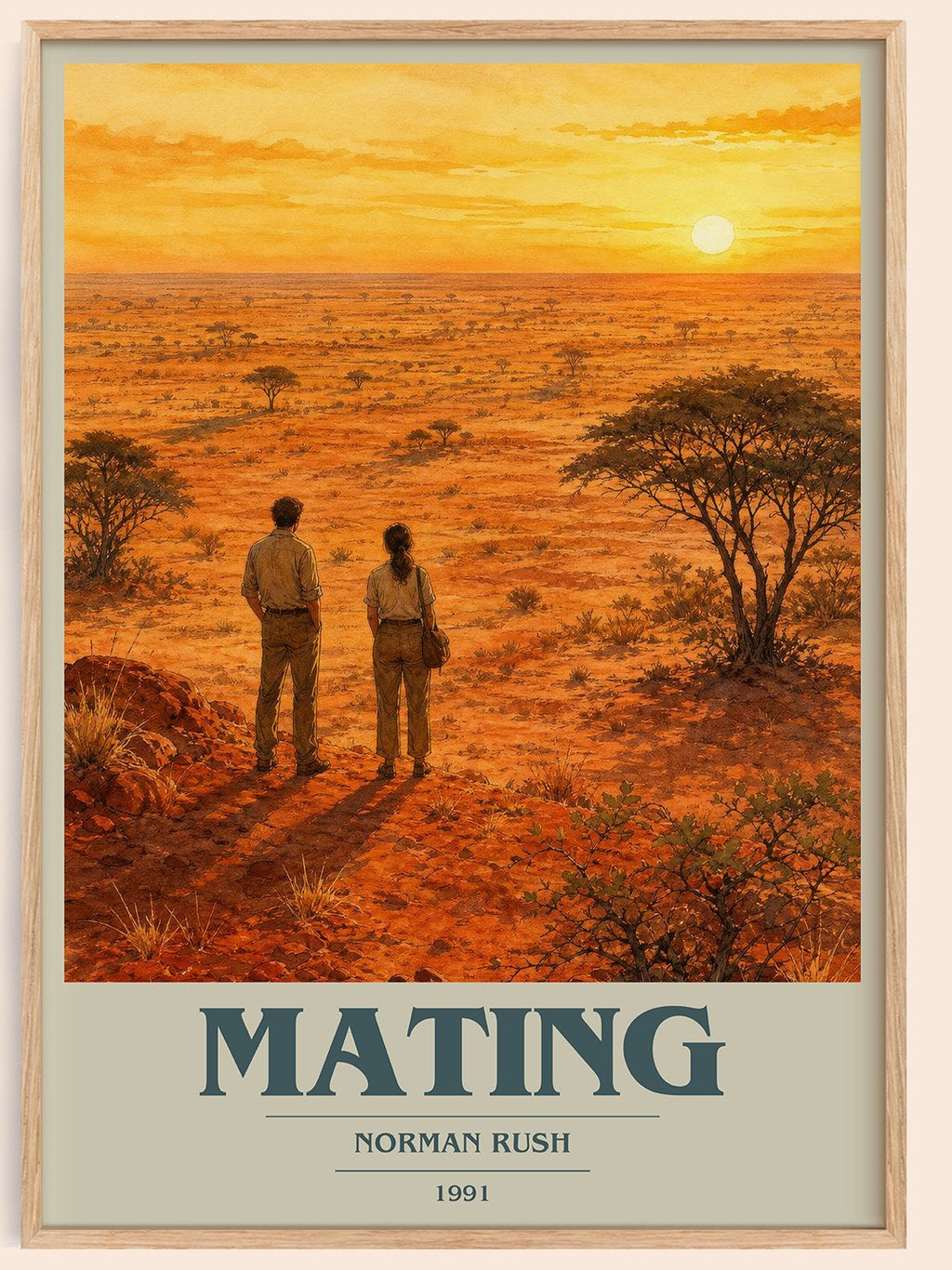 Mating book cover book poster by Norman Rush – framed literary art print