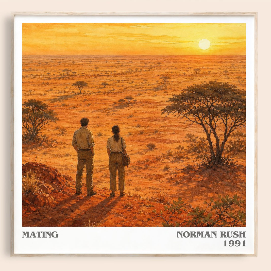 Mating literary book poster by Norman Rush – framed literary art print