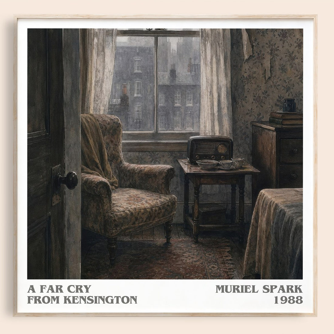 A Far Cry From Kensington literary book poster by Muriel Spark – framed literary art print