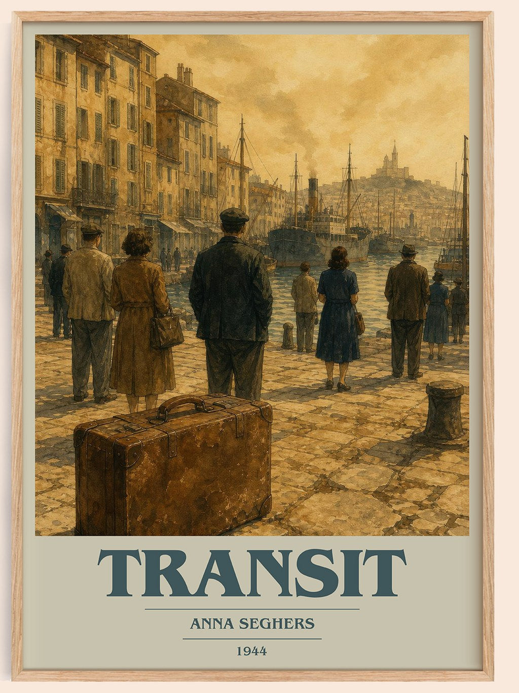 Transit book cover book poster by Anna Seghers – framed literary art print