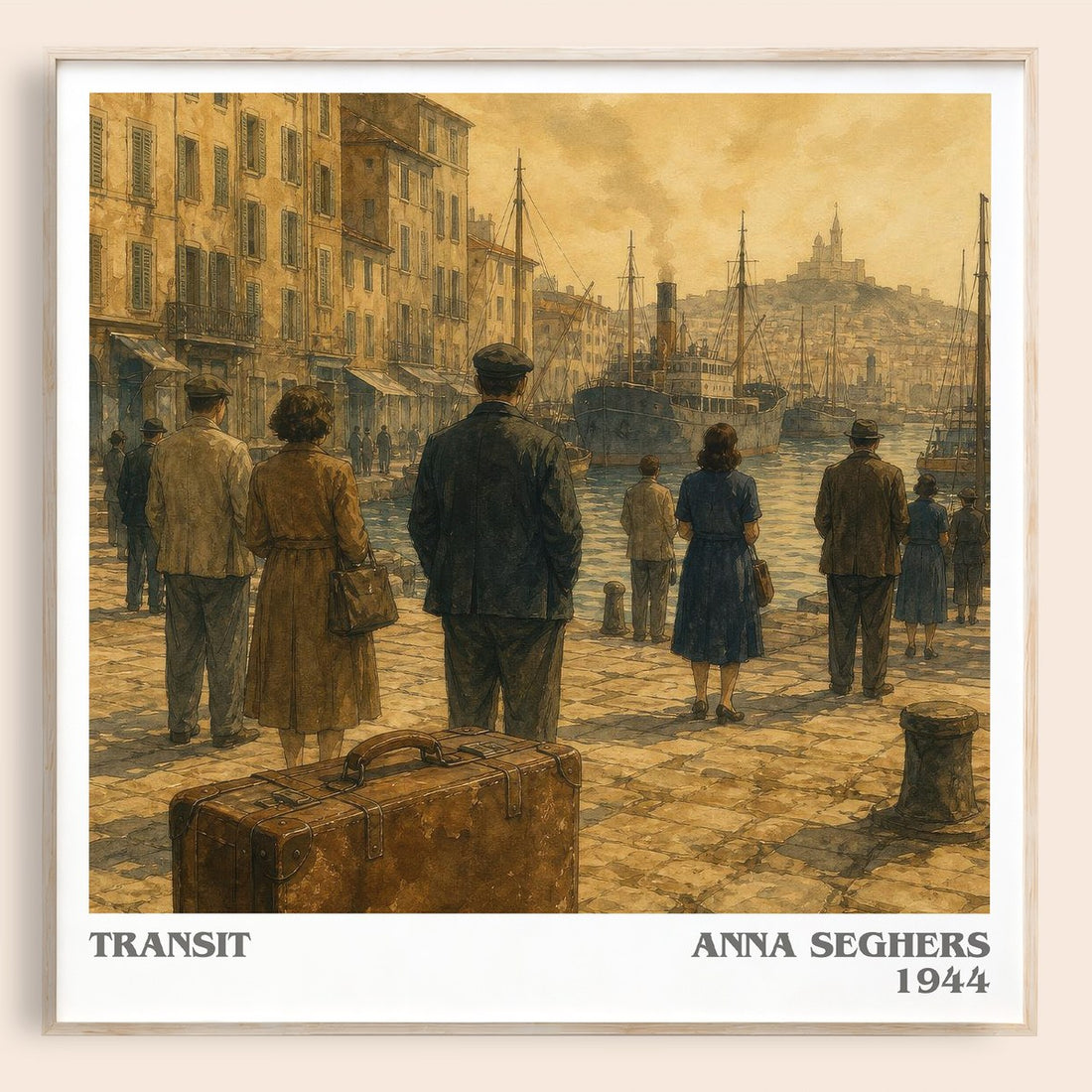 Transit literary book poster by Anna Seghers – framed literary art print
