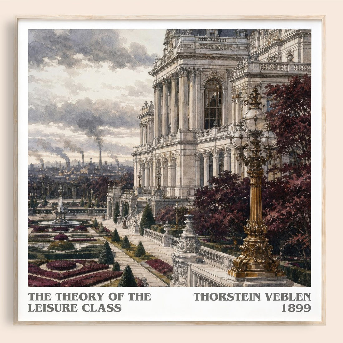 The Theory of the Leisure Class literary book poster by Thorstein Veblen – framed literary art print
