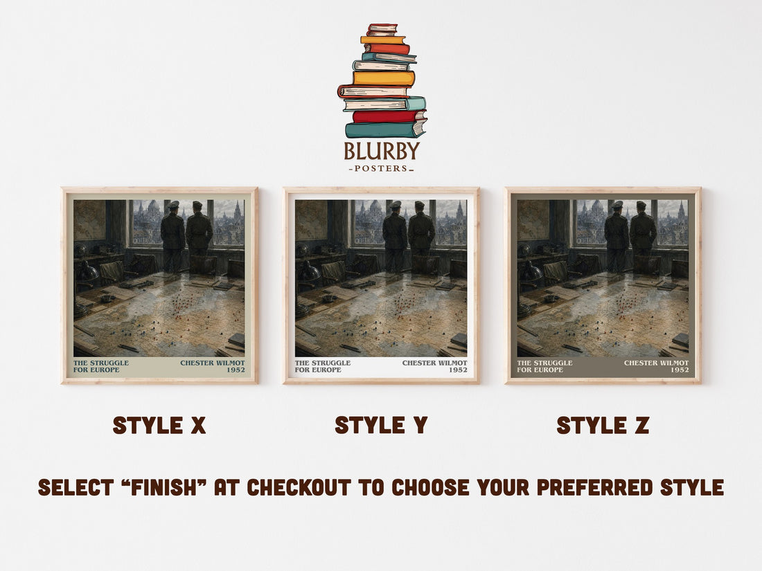 The Struggle for Europe literary print in frame leaning in hallway – non fiction wall art (mockup)
