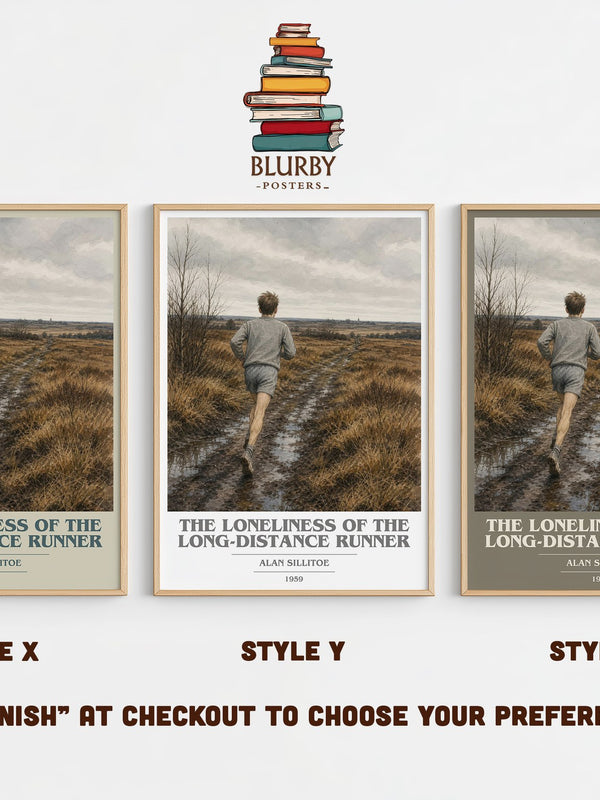 The Loneliness of the Long-distance Runner book cover print in frame leaning in hallway – literary fiction wall art