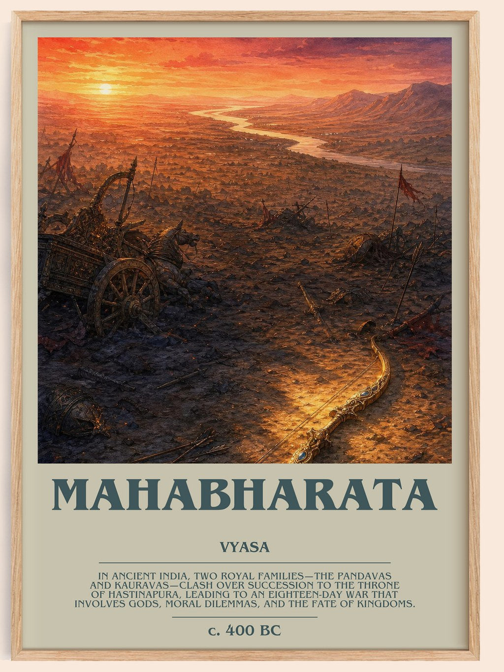 Mahabharata bookish book poster by Vyasa – framed literary art print