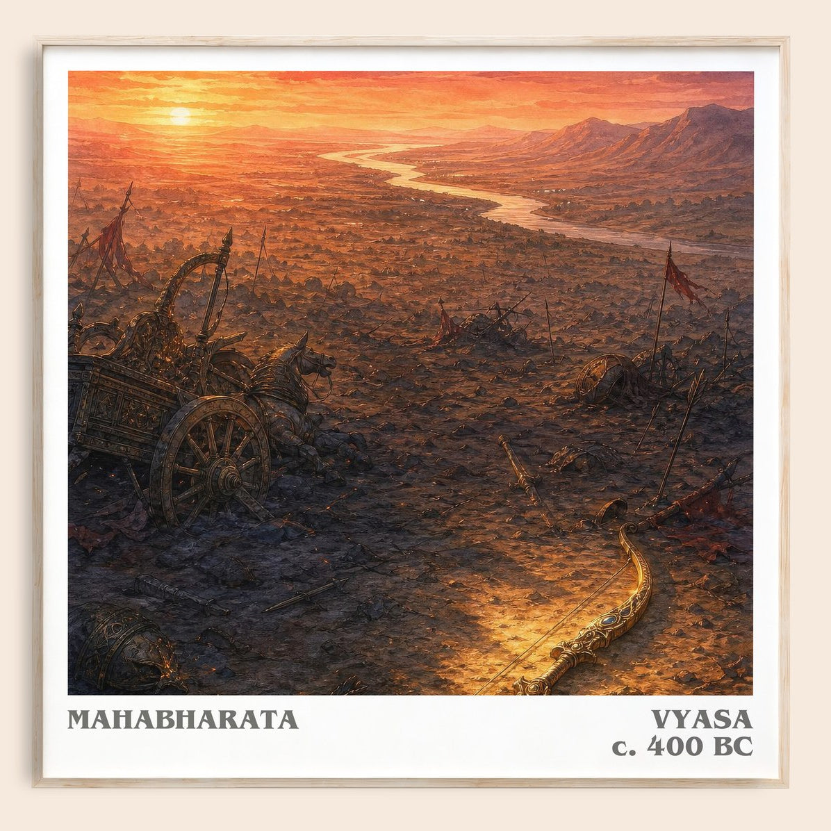 Mahabharata literary book poster by Vyasa – framed literary art print