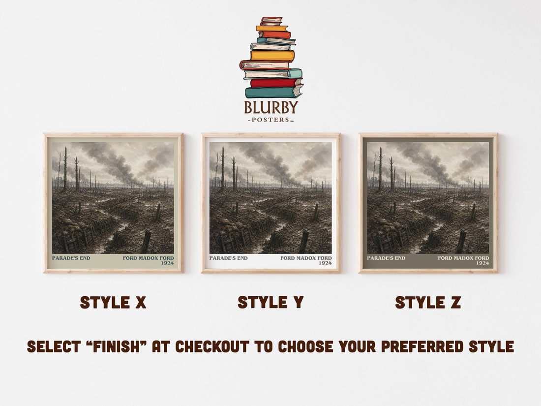 Parade's End literary print in frame leaning in hallway – literary fiction wall art (mockup)