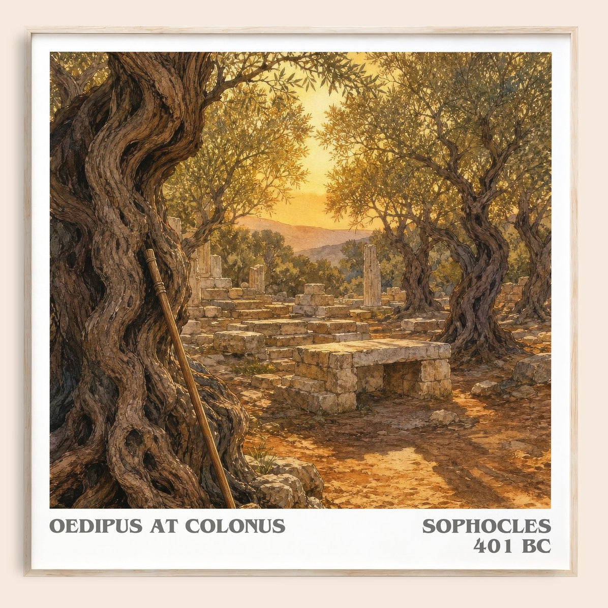Oedipus at Colonus literary book poster by Sophocles – framed literary art print