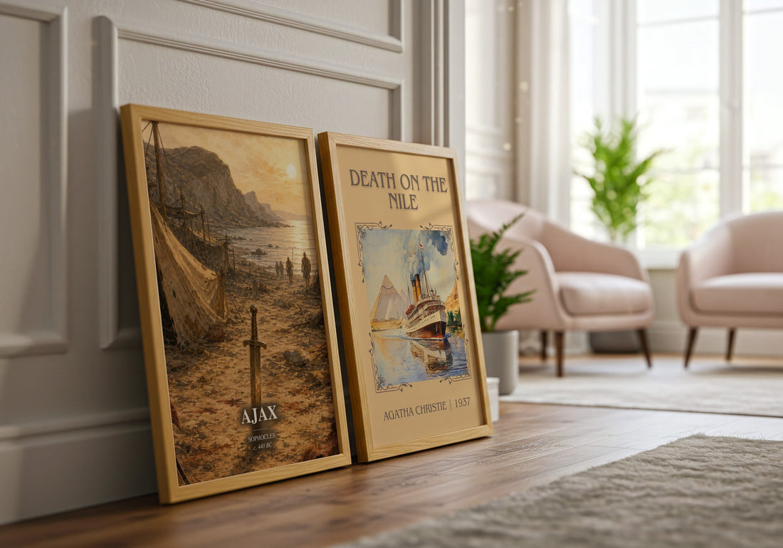 Ajax watercolour print framed by window – literary home decor