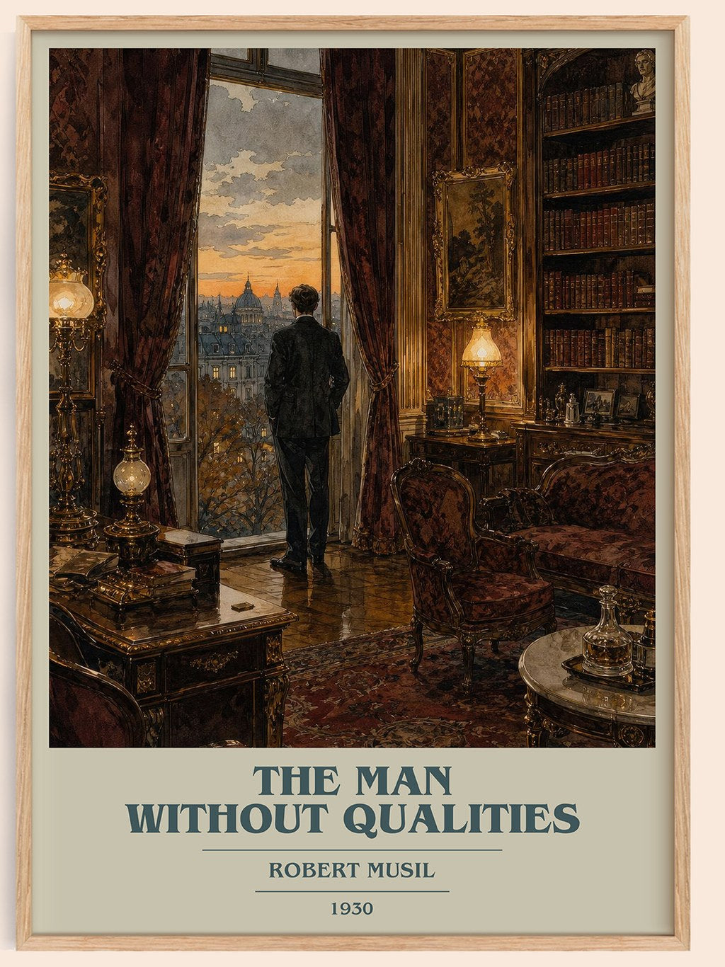 The Man Without Qualities book cover book poster by Robert Musil – framed literary art print