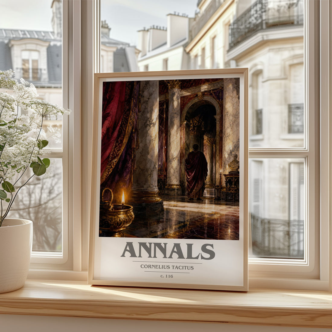 Annals book cover print in frame leaning in hallway – non fiction wall art