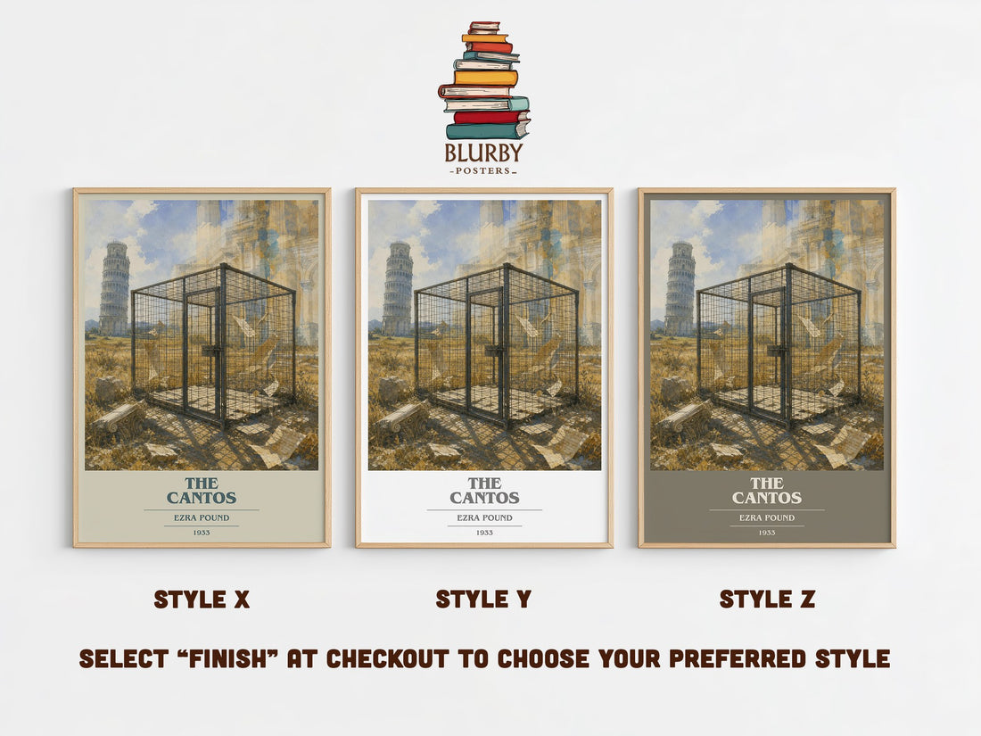 The Cantos book cover print in frame leaning in hallway – poetry wall art (mockup)