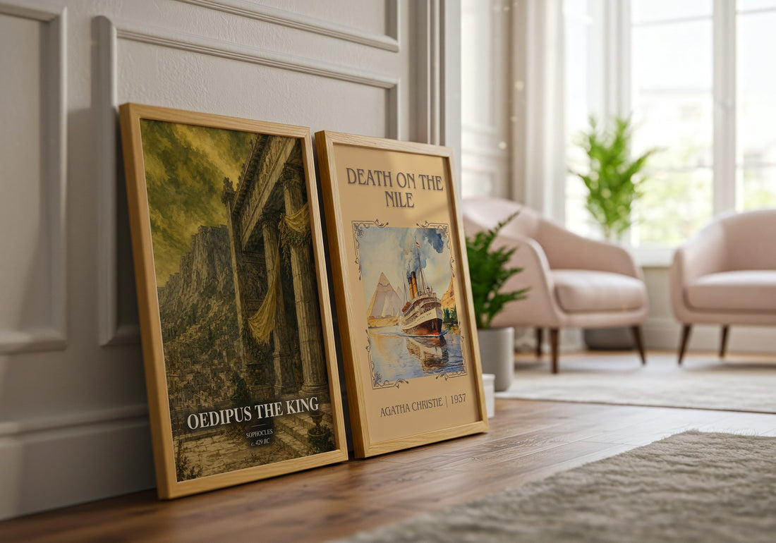 Oedipus the King watercolour print framed by window – literary home decor
