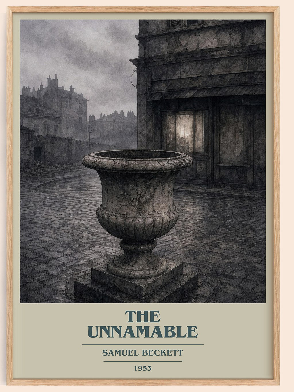 The Unnamable book cover book poster by Samuel Beckett – framed literary art print
