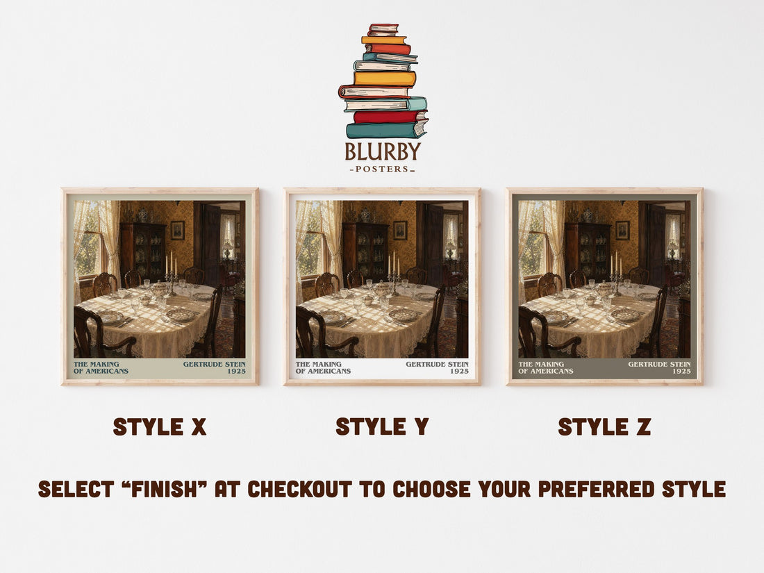 The Making of Americans literary print in frame leaning in hallway – literary fiction wall art (mockup)