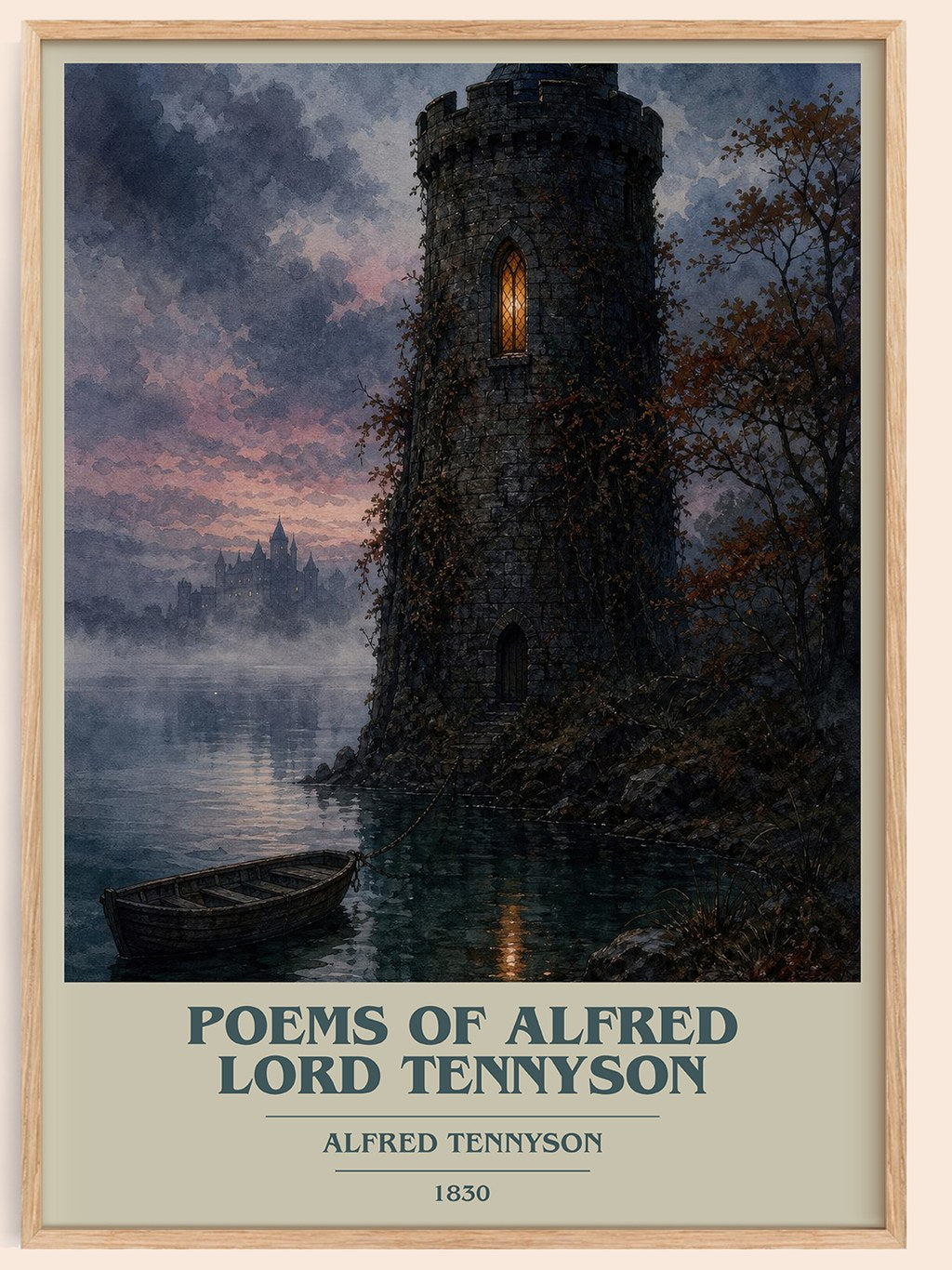 Poems of Alfred Lord Tennyson book cover book poster by Alfred Tennyson – framed literary art print
