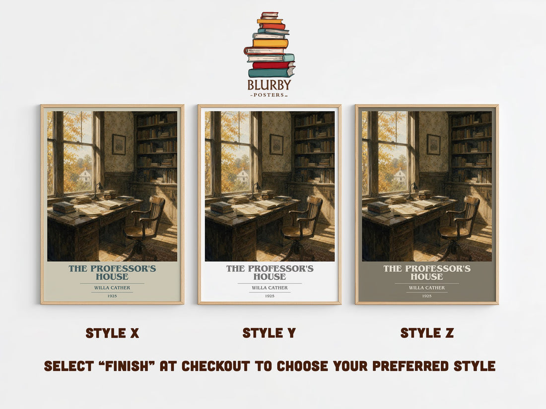 The Professor's House book cover print in frame leaning in hallway – literary fiction wall art (mockup)