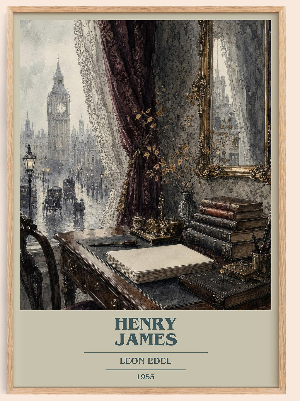 Henry James book cover book poster by Leon Edel – framed literary art print