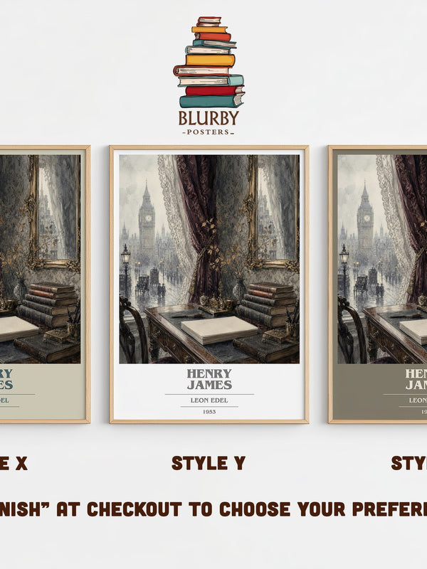 Henry James book cover print in frame leaning in hallway – non fiction wall art