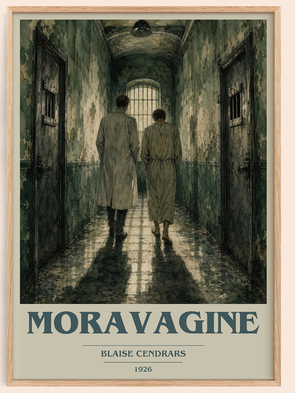 Moravagine book cover book poster by Blaise Cendrars – framed literary art print