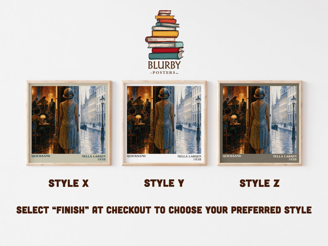Quicksand literary print in frame leaning in hallway – literary fiction wall art (mockup)